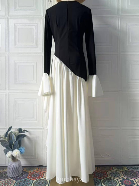 Aurohaya Round Neck Long Bell Sleeve Maxi Dress