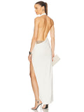 Aurohaya Aliénor Halter Backless Maxi Dress