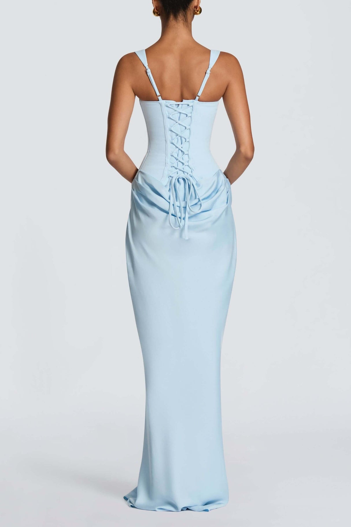 Hortense Square Neck Corset Maxi Dress / Blue