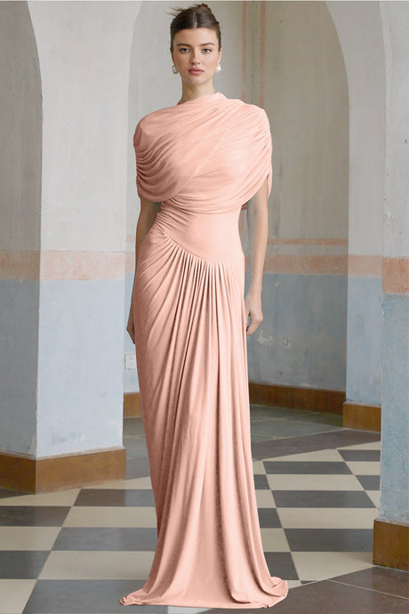 Aurohaya Catherine asymmetrical pleated maxi dress in Pink