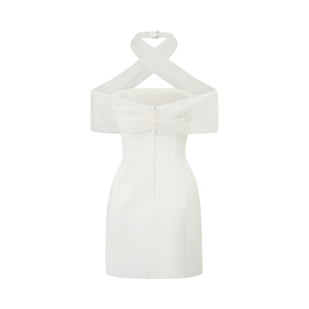 Aurohaya Ulla White Cross Over Bodycon Mini Dress