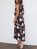 Aurohaya Floral Halter Neck Elastic Waist Maxi Dress