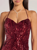 Sequined Halter Neck Sling Dress