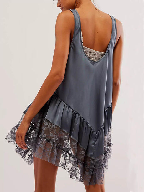 Aurohaya Sleeveless Lace Panel Mini Dress