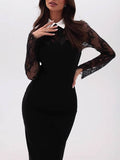 Hip-hugging Slim-fitting Lace Midi Dress