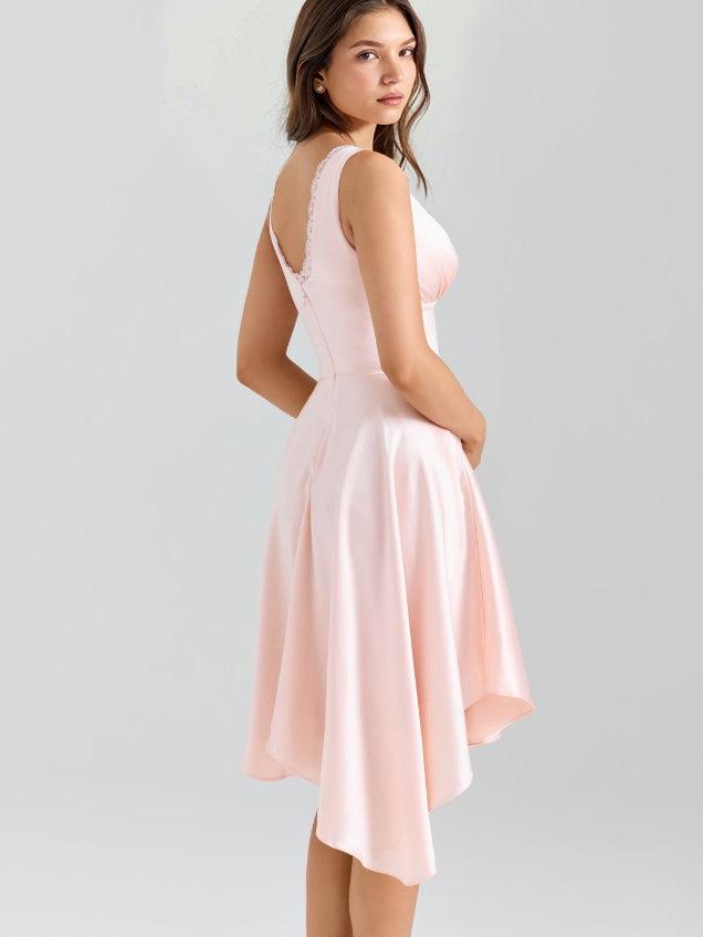 Aurohaya Deep V Irregular Hem Midi Dress