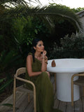 Vacation Style Off-Shoulder Braided Design Maxi Dress