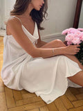 Swing Collar Suspender Side Slit Dress