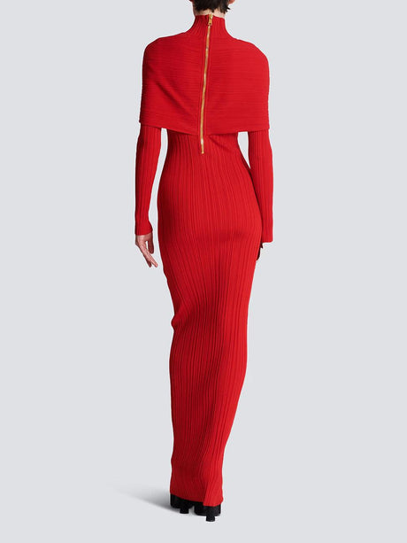 Aurohaya Red Elegant Wrap Effect Layered Pleated Maxi Dress