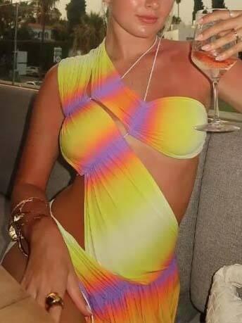 Aurohaya Gradient Cutout Dress