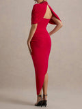 Slim-Fit Irregular Hem Midi Dress