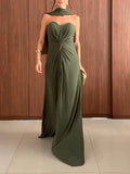 Elegant Twist Pleated Wrap Neck Party Maxi Dress