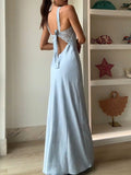 Elegant Lace Panel Cutout Slip Maxi Dress
