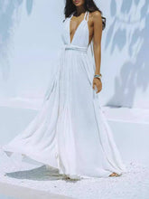 Aurohaya Large Swing Backless Strap Dress White F