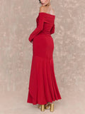 Off-shoulder Irregular Hem Maxi Dress