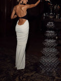 Unique Design Black And White Contrast Color Dress