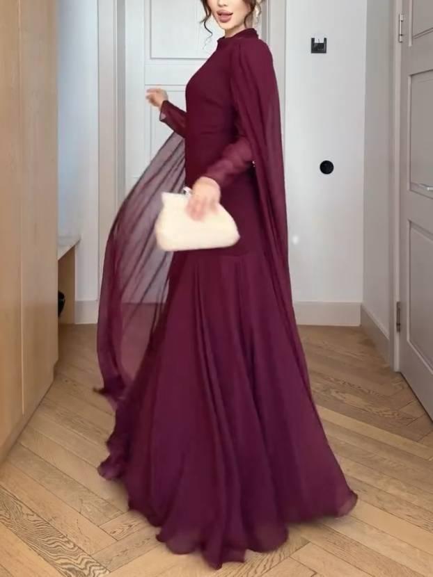 Aurohaya High Waist A- Line Skirt Maxi Dress