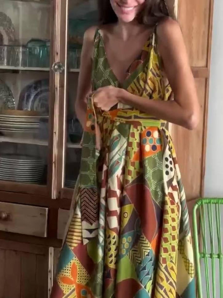 Aurohaya Unique Printed Irregular Hem Dress