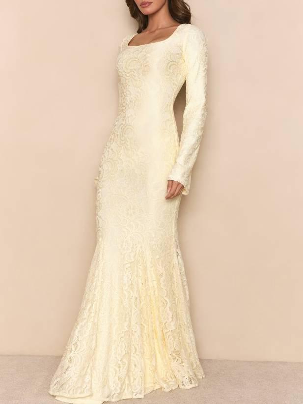 Aurohaya Lace Scarf Design Maxi Dress
