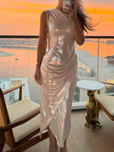 Elegant Ribbon One Shoulder Neck Party Midi Dress