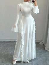 High-Collar Ruffle Splicing Flare-Sleeve Maxi Dress