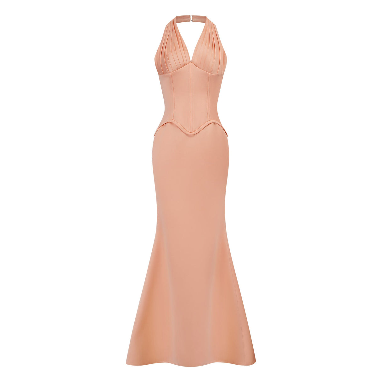 Aurohaya Aurélie Orange Halterneck Mermaid Maxi Dress