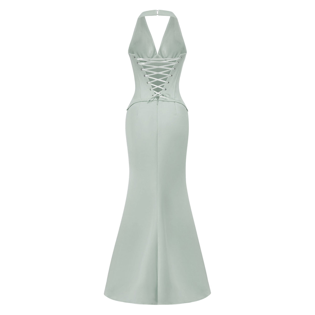 Aurohaya Aurélie Green Halterneck Mermaid Maxi Dress