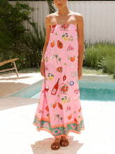 Aurohaya Casual Vacation Floral Print Maxi Dress Pink