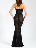 Elegant Leopard Print Mesh See-through Maxi Dress