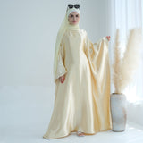 Bright Lemon Yellow Butterfly Abaya with Hijab