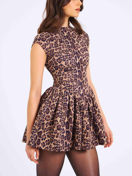 Aurohaya Elegant And Stylish Leopard Print Mini Dress
