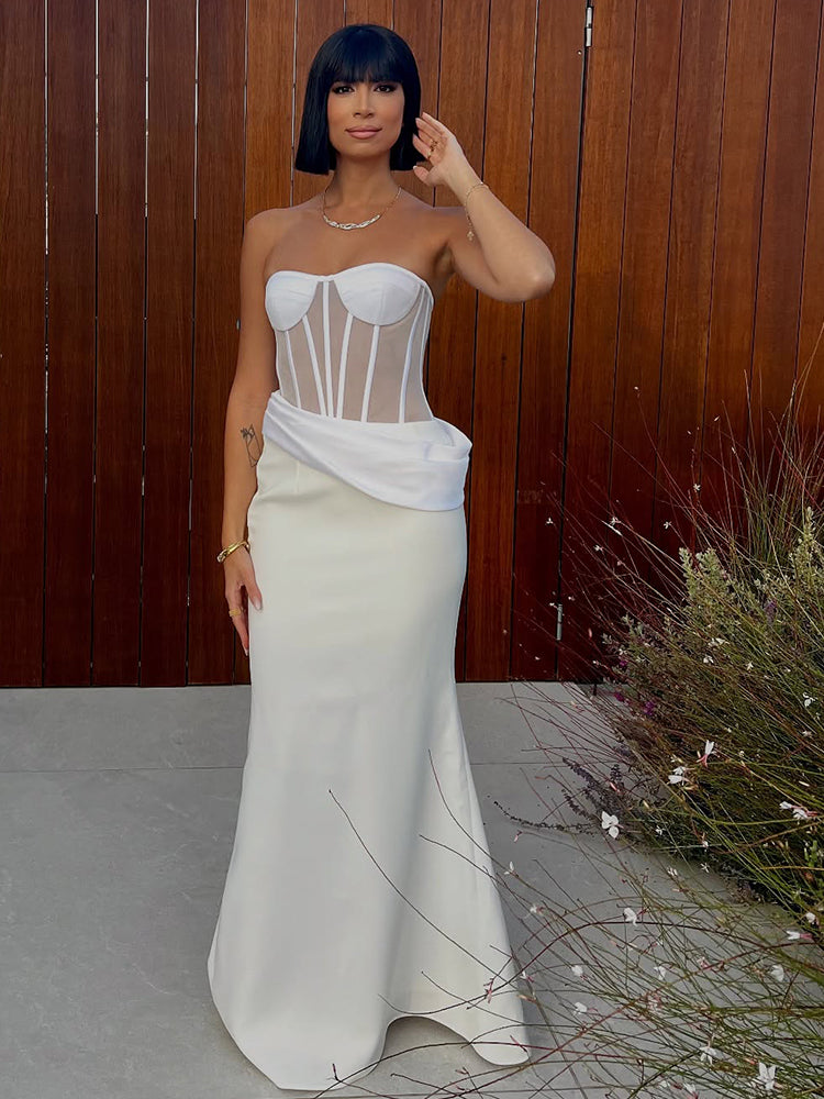 Aurohaya Cécile Corset Strapless Maxi Dress