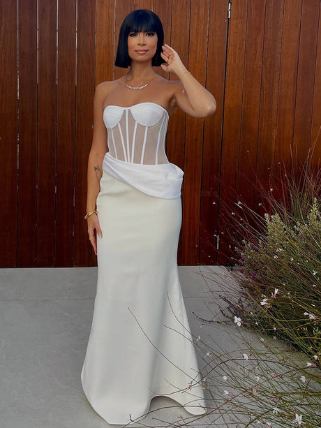 Aurohaya Cécile Corset Strapless Maxi Dress