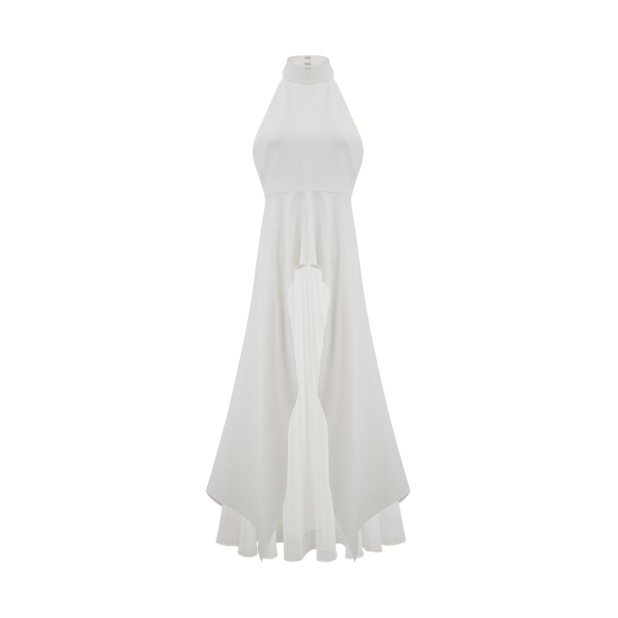 Aurohaya Juliette halterneck layered Maxi dress White