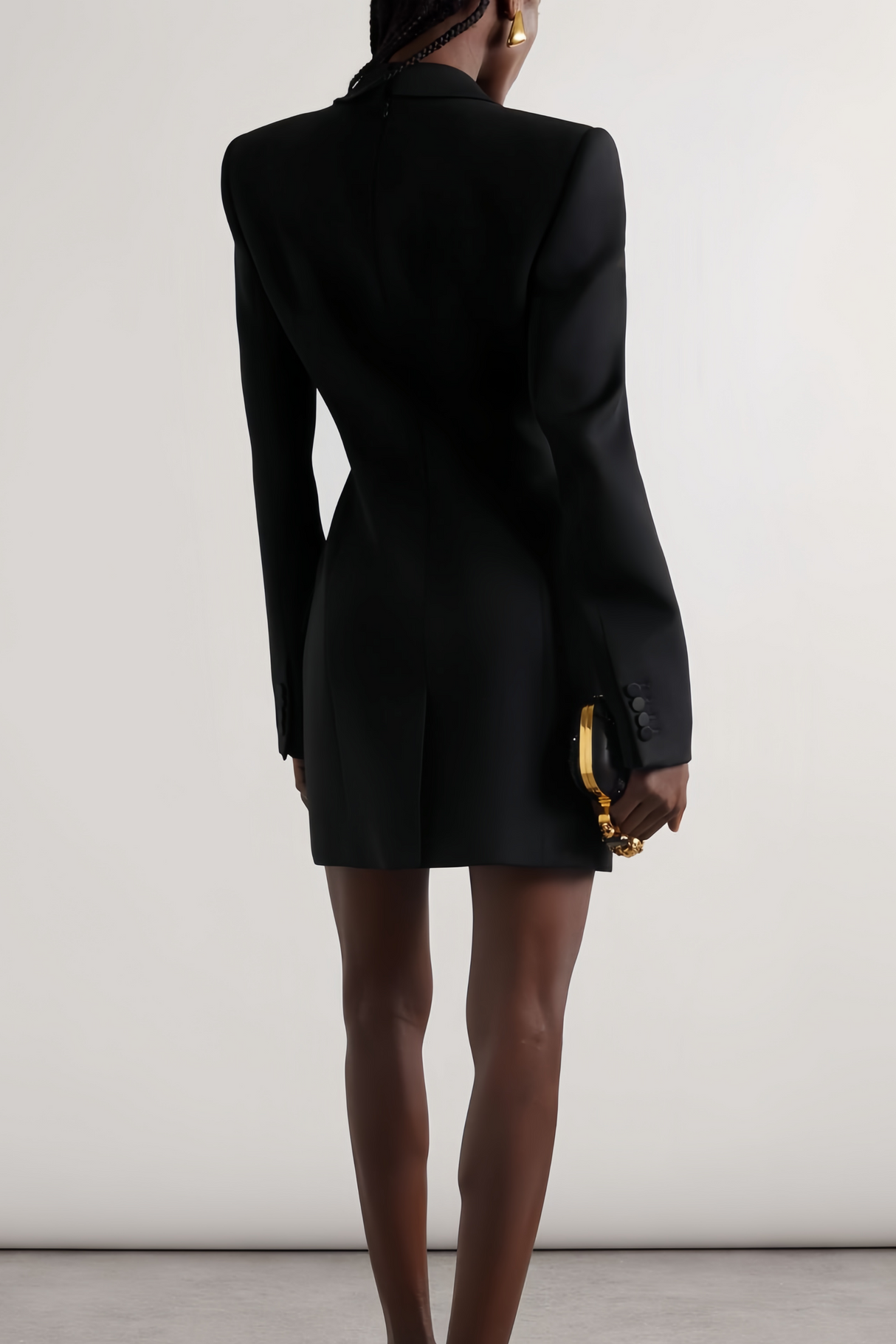 Aurohaya Joséphine V-neck satin-collared mini dress