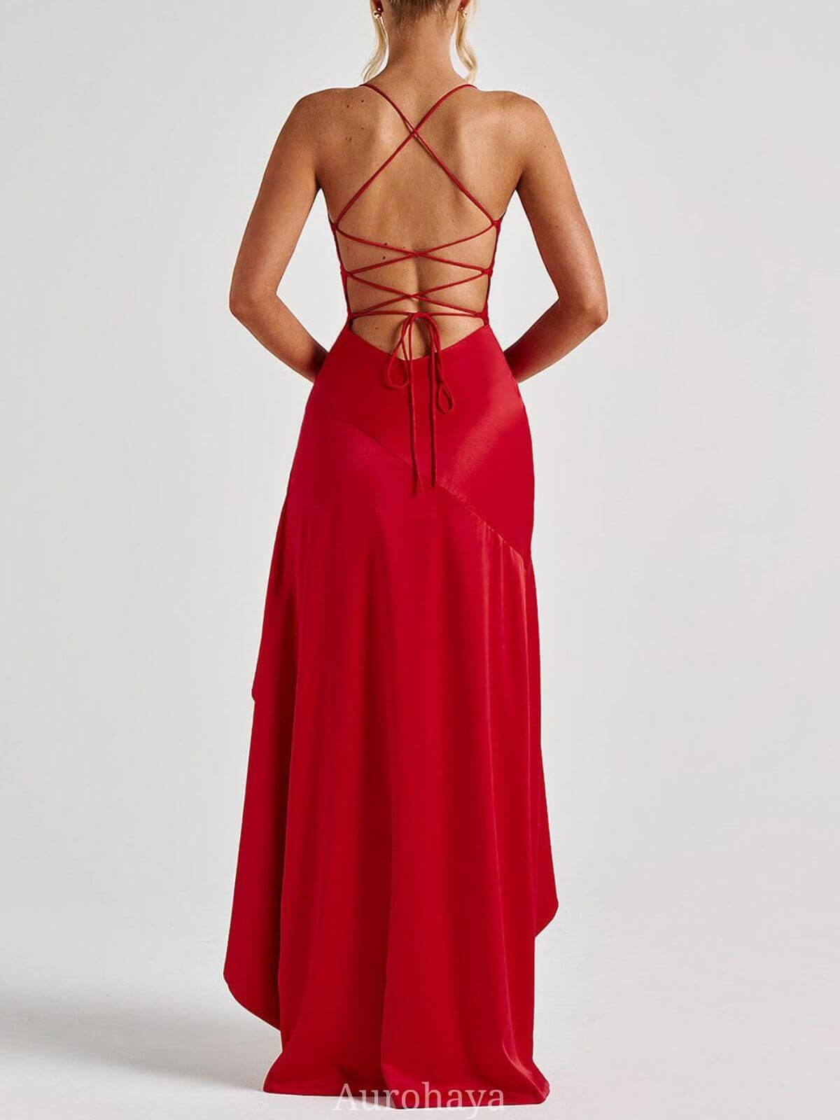 Aurohaya Delphine Spaghetti-Strap Ruffle Maxi Dress