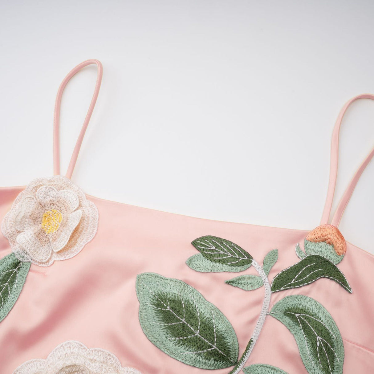 Aurohaya Avril Pink Floral Embroidered Satin Mini Dress