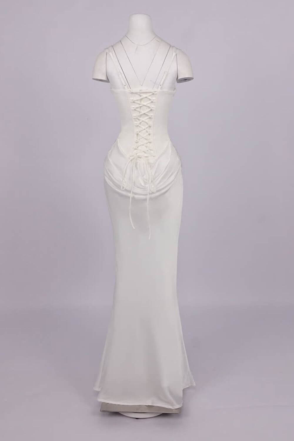 Hortense Square Neck Corset Maxi Dress / White
