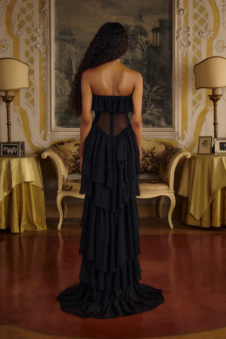 Aurohaya Justine Strapless Tiered Maxi Dress