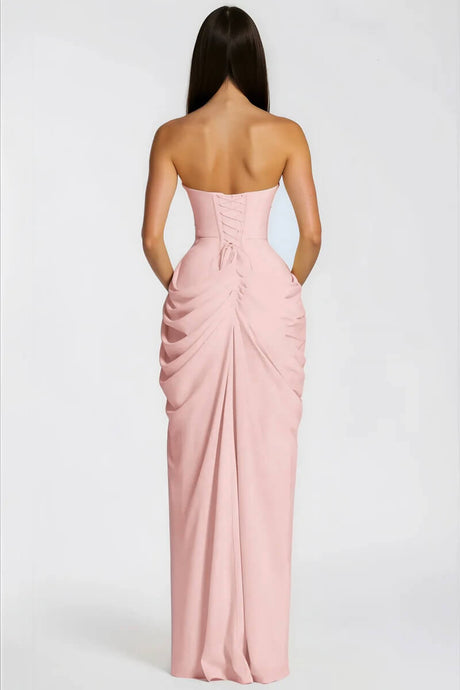 Aurohaya Azalée Strapless Draped High-Slit Maxi Dress
