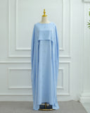 Luxury Pearl & Diamond Maxi Cape Dress