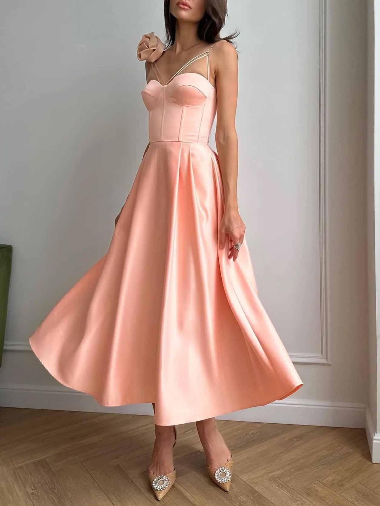 Aurohaya Elegant Slip Floral Midi Dress