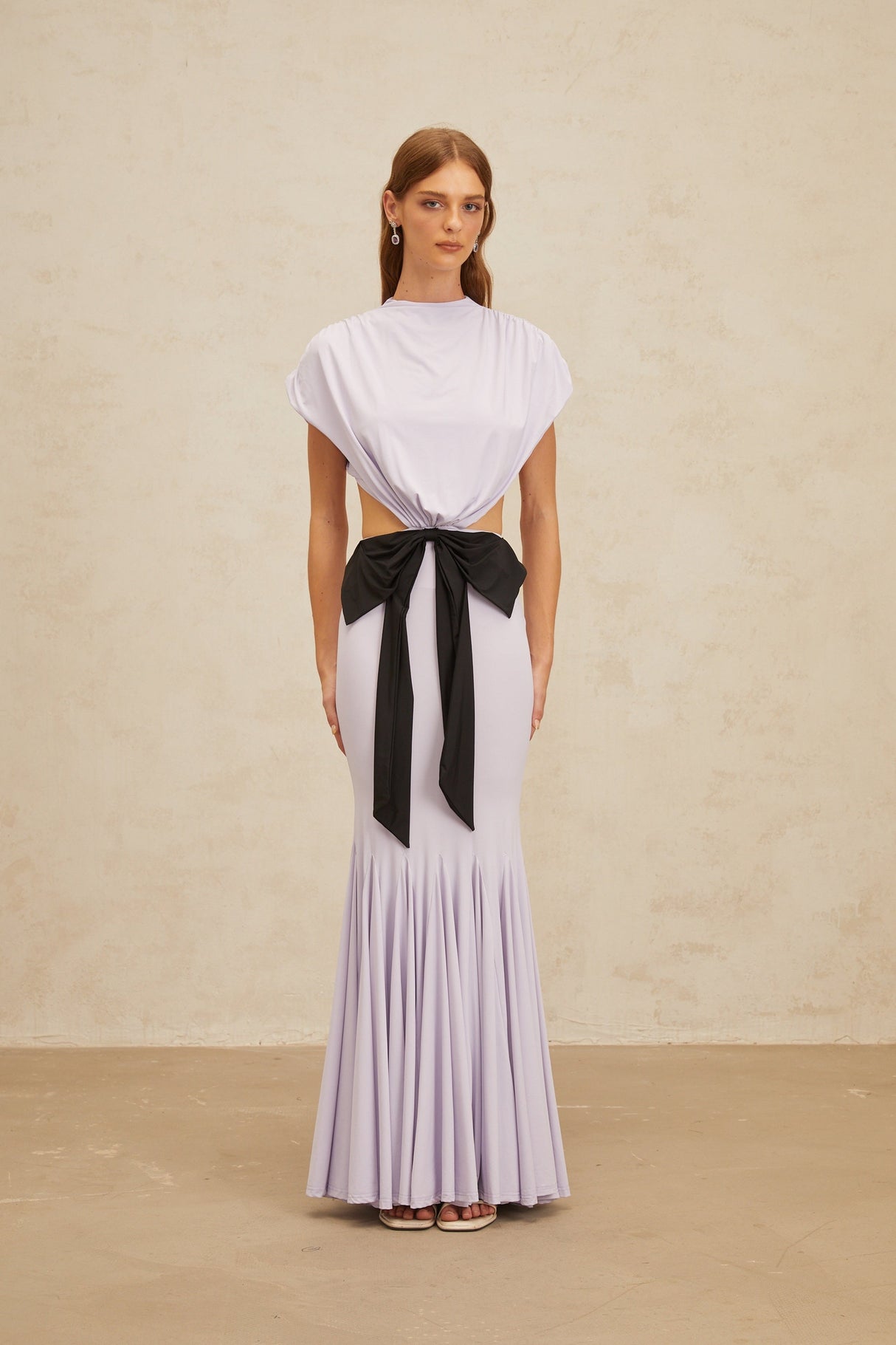 Aurohaya Manon Purple Bowknot Cut-Out Maxi Dress