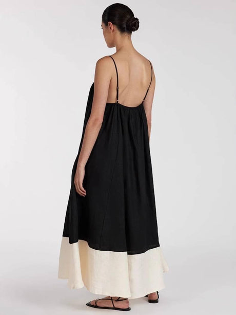 Aurohaya Color Matching Sling Maxi Dress