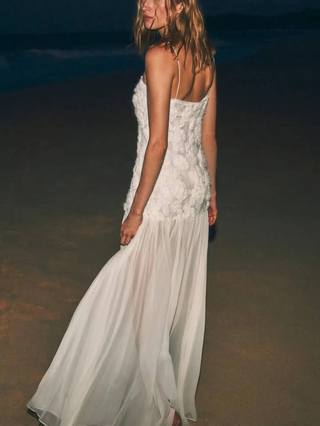 Aurohaya Three-dimensional Flower Splicing Sling Dress