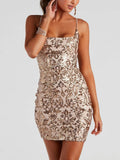 Sequined Sling Slim Fit Mini Dress