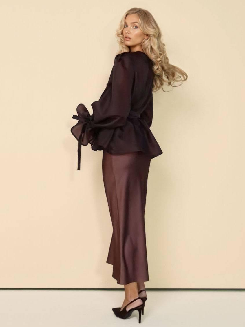 Aurohaya Tulle Shirt Sling Dress And Belt Set