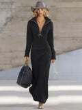 Casual Half-zip Collar Maxi Dress