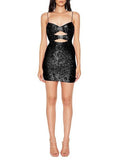 Sequin Hollow Flower Mini Skirt