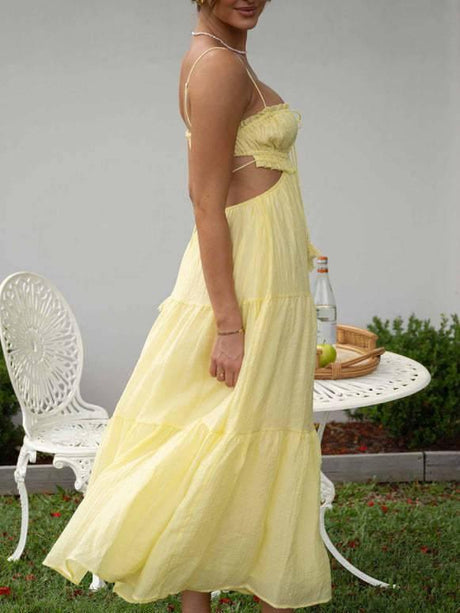 Aurohaya Sling Hollow Backless Large Pendulum Dress